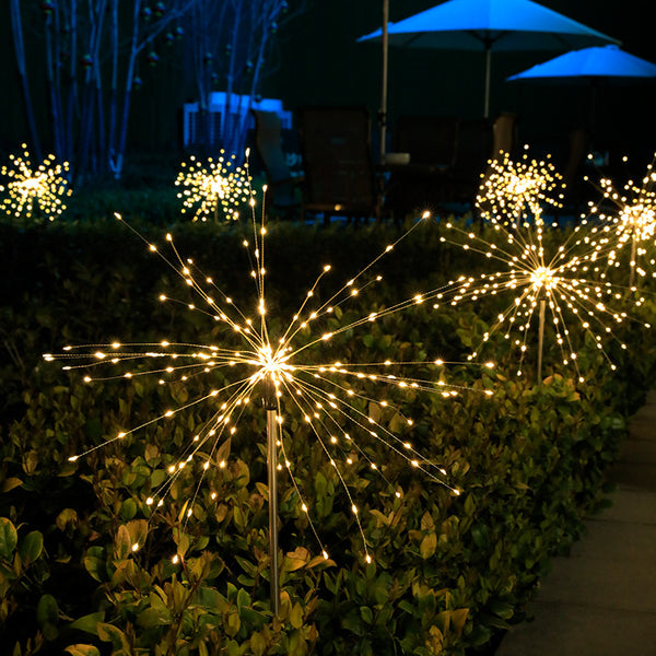 OPASOLAR Garden Decorative Solar Firework Lights Copper Wire Starburst Sparkle Landscape Stake Light for Walkway Pathway Backyard Christmas Decoration Outdoor - Opasolar